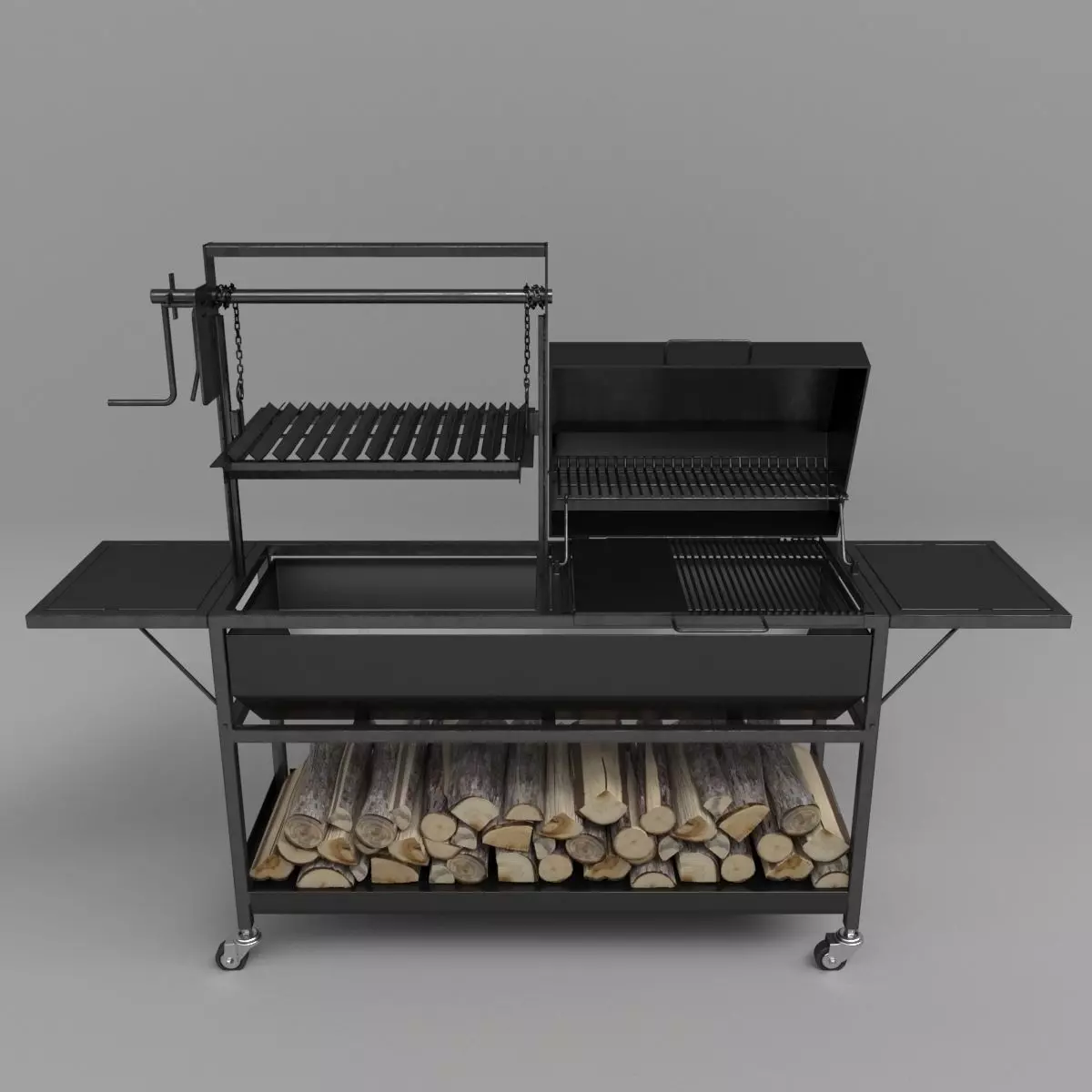 Grill with firewood 3D model