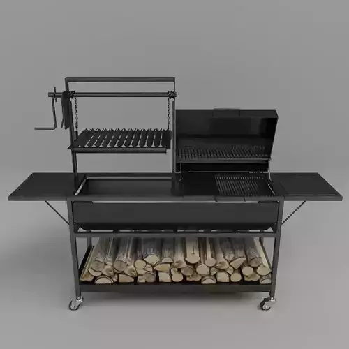 Grill with firewood