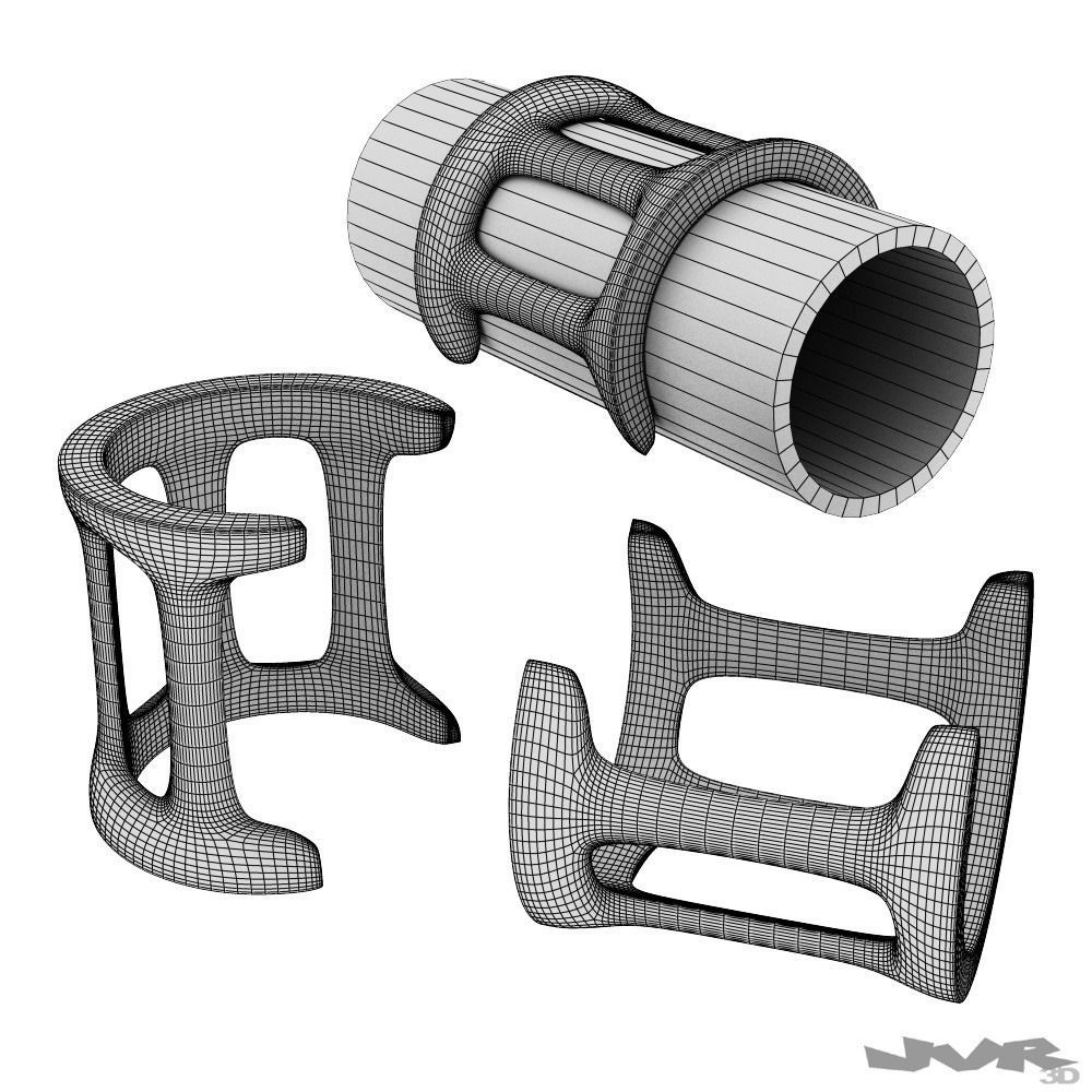 Bicycle handlebar grip lock 3D Model 3D printable MAX OBJ 3DS FBX STL