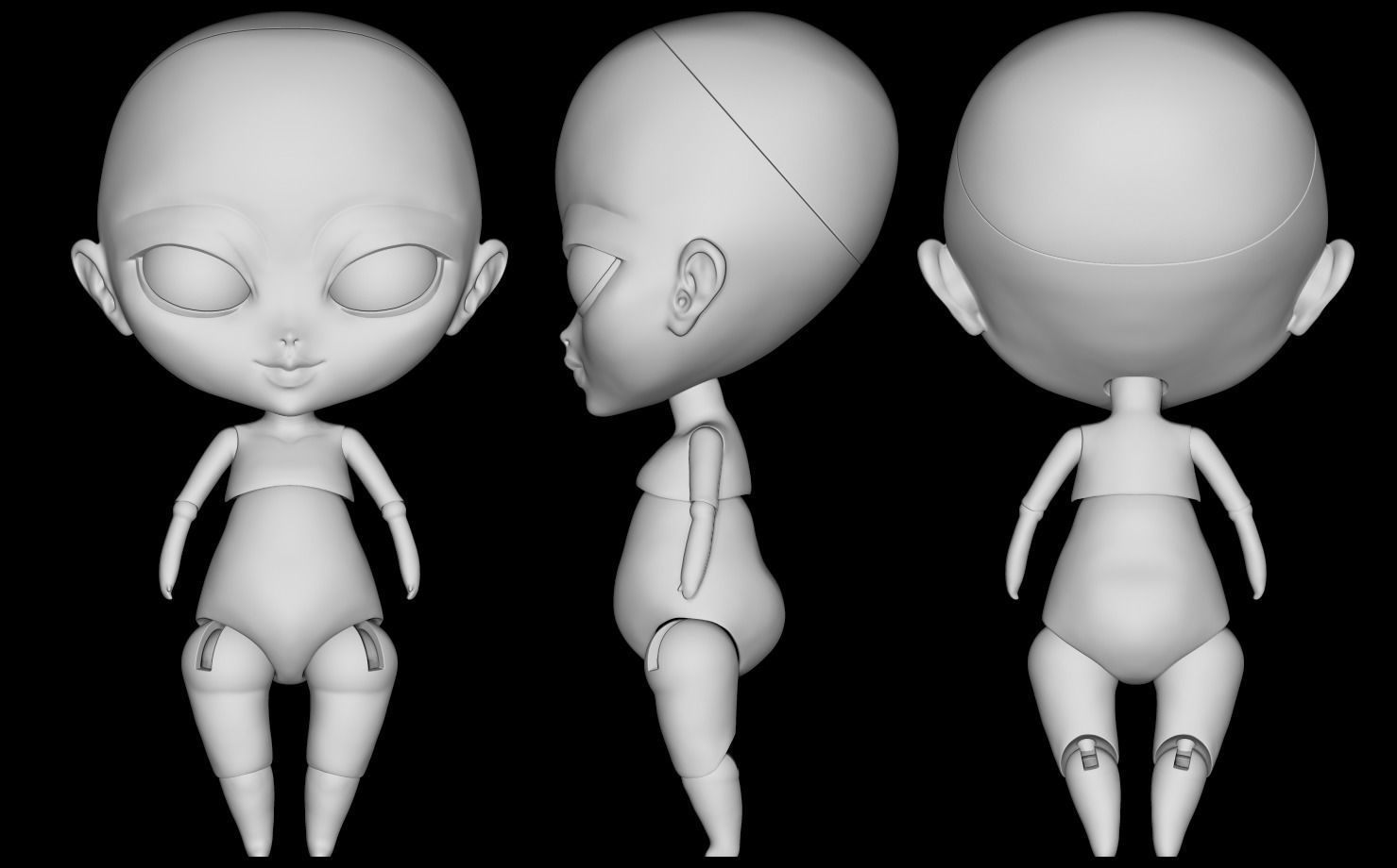 Chibi BJD Doll  3D print model_1