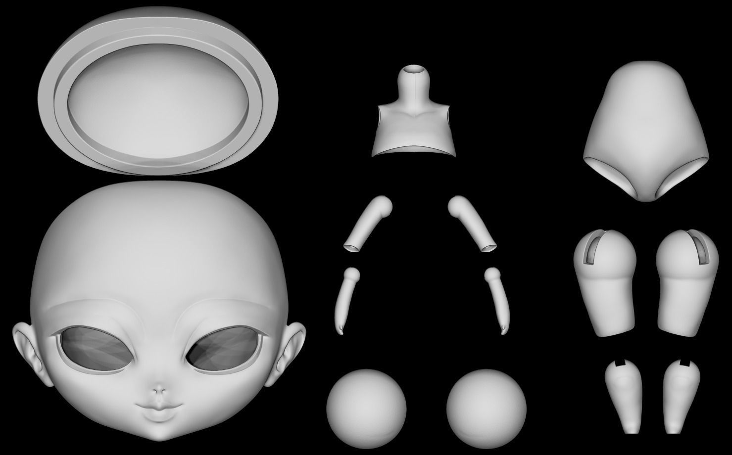 Chibi BJD Doll  3D print model_3