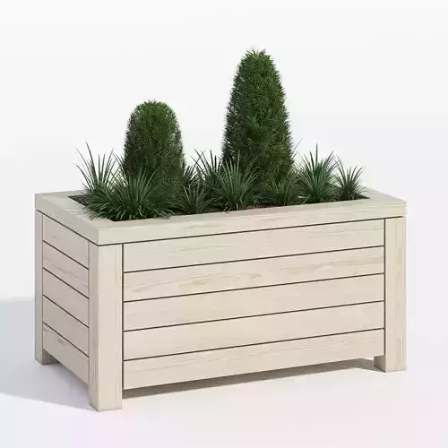 Prestige 2 wooden planter with plants in it