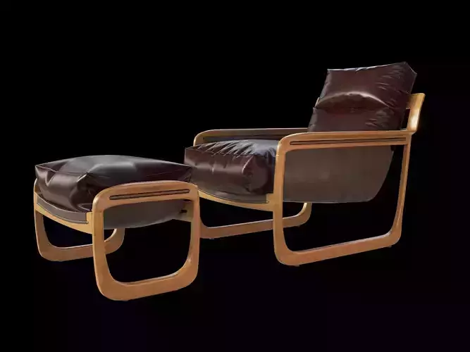 Chaise Pitu- low back Lounge chair 3D model