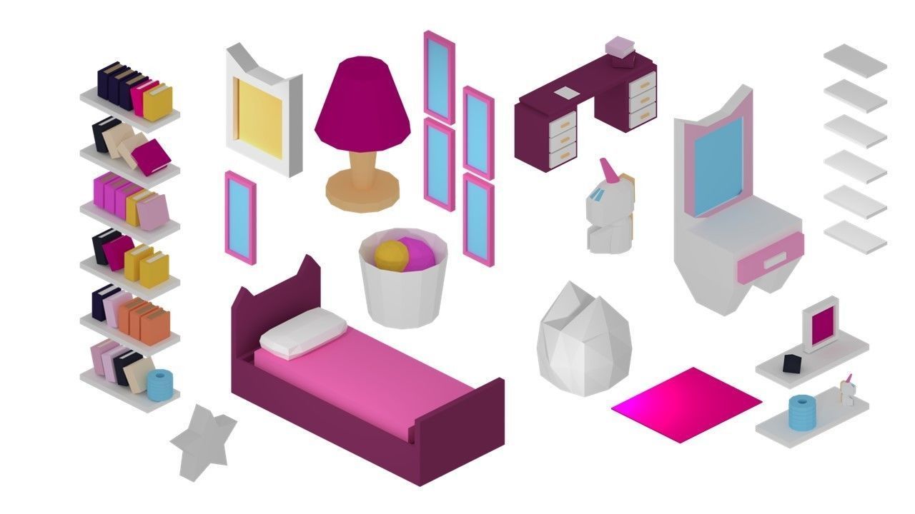 create your own low poly home Low-poly 3D model_7