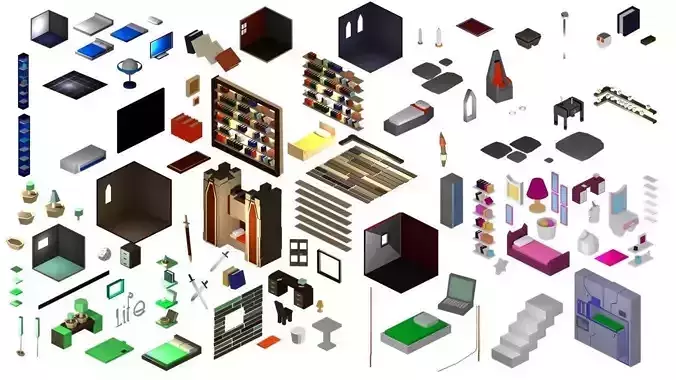 create your own low poly home Low-poly 3D model