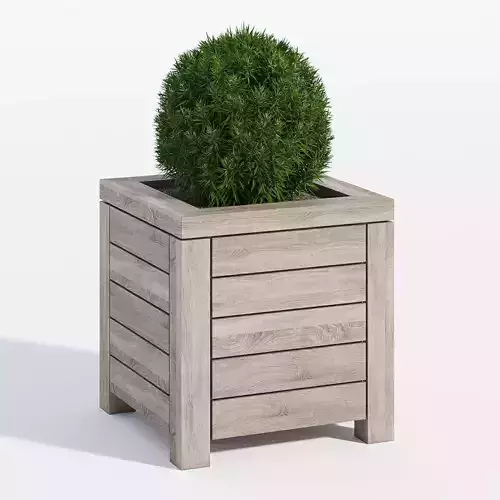 Prestige 3 wooden planter with tree in it