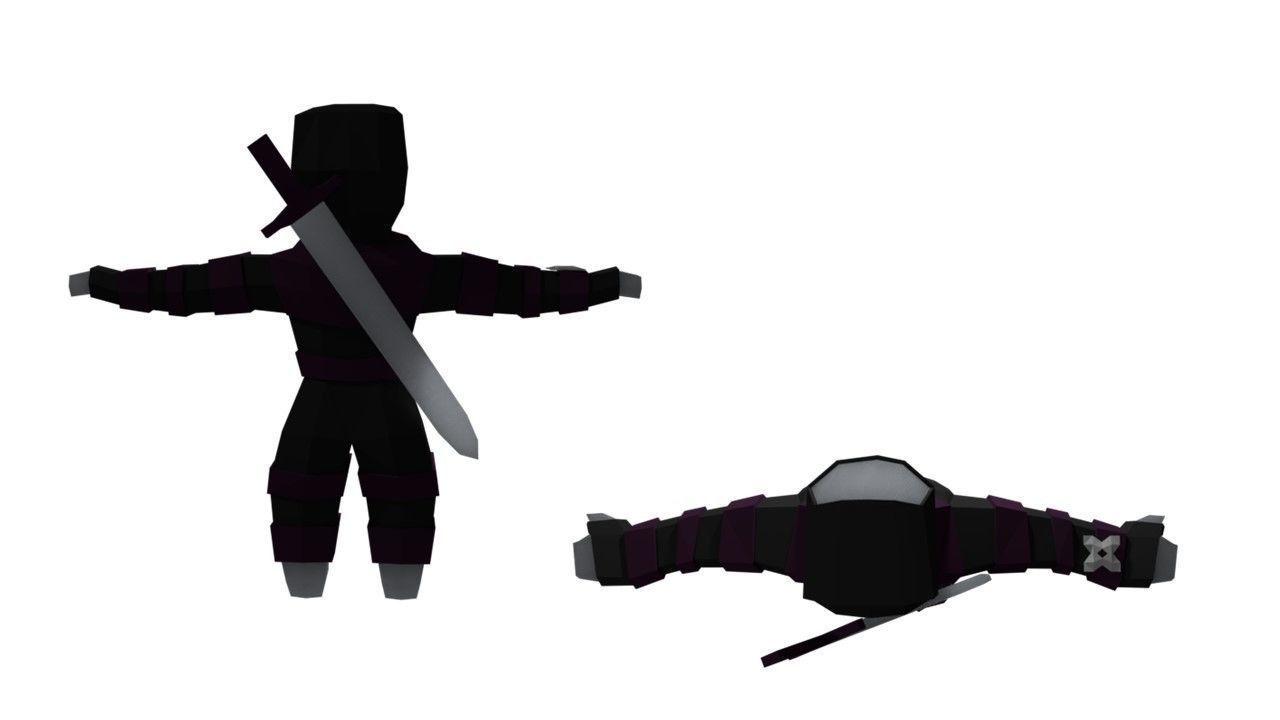 Origami ninja RIGGED  Low-poly 3D model_5