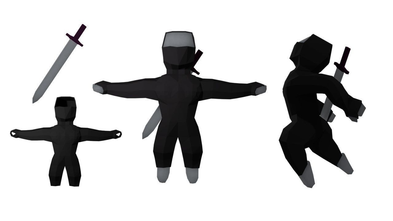 Origami ninja RIGGED  Low-poly 3D model_46