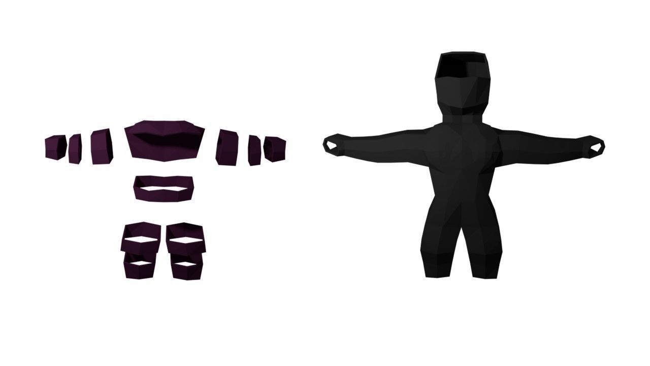 Origami ninja RIGGED  Low-poly 3D model_44