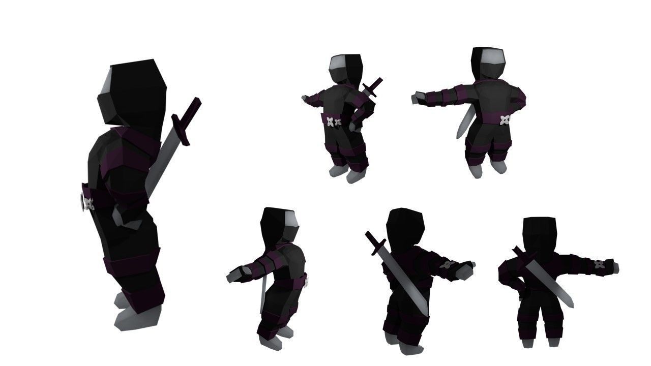 Origami ninja RIGGED  Low-poly 3D model_43