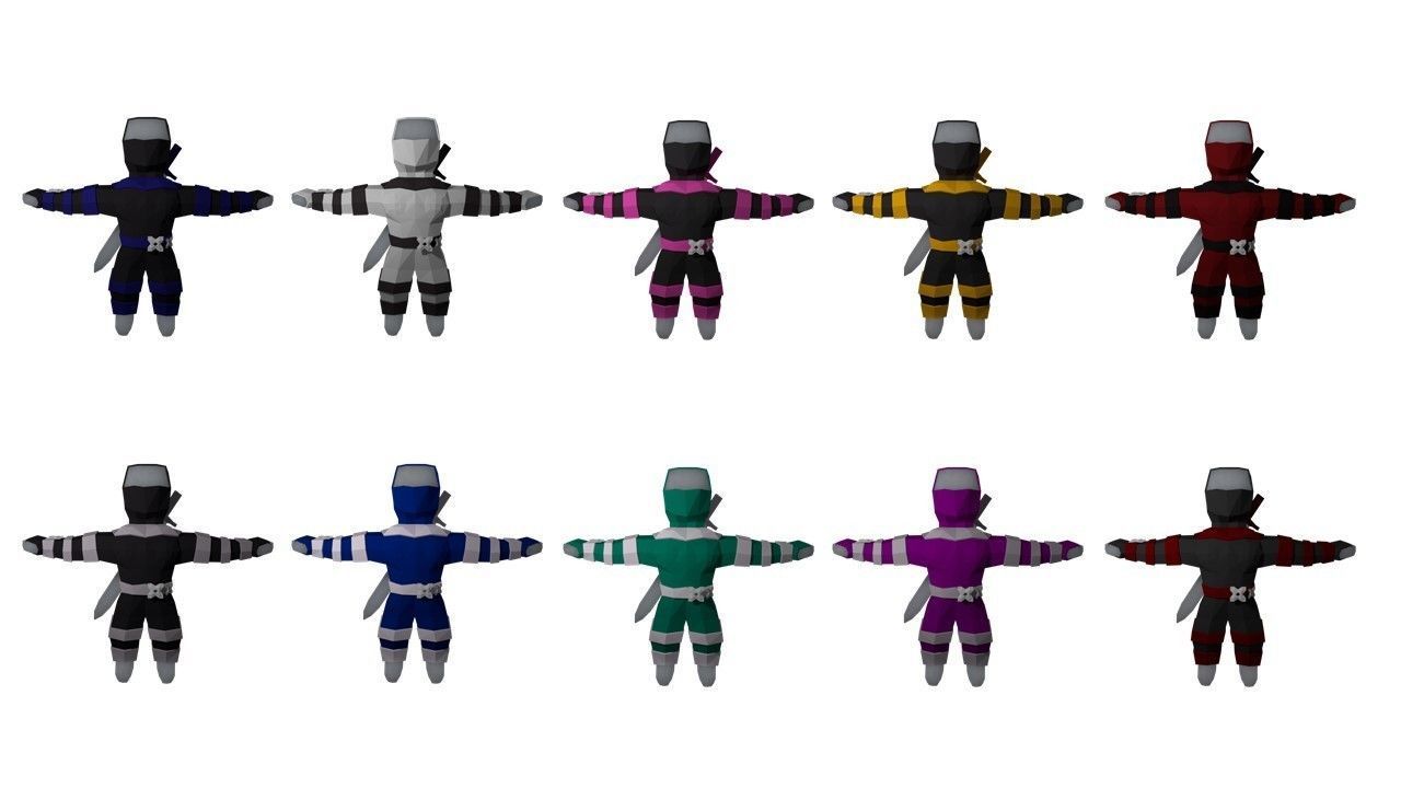 Origami ninja RIGGED  Low-poly 3D model_1