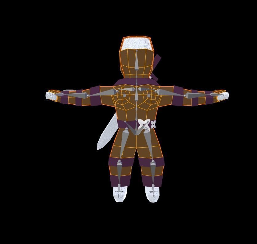 Origami ninja RIGGED  Low-poly 3D model_42