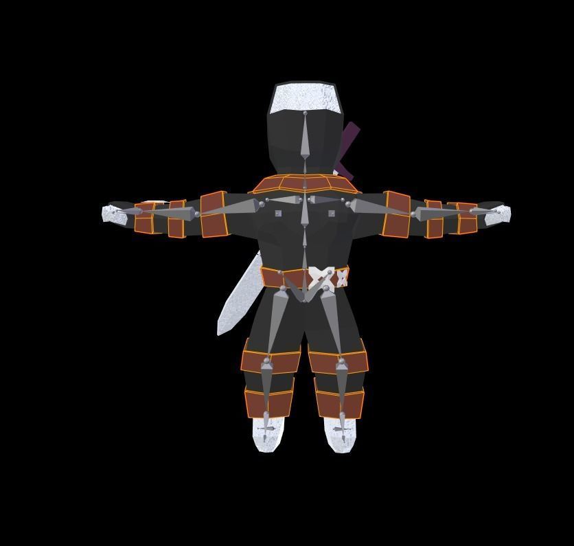 Origami ninja RIGGED  Low-poly 3D model_12