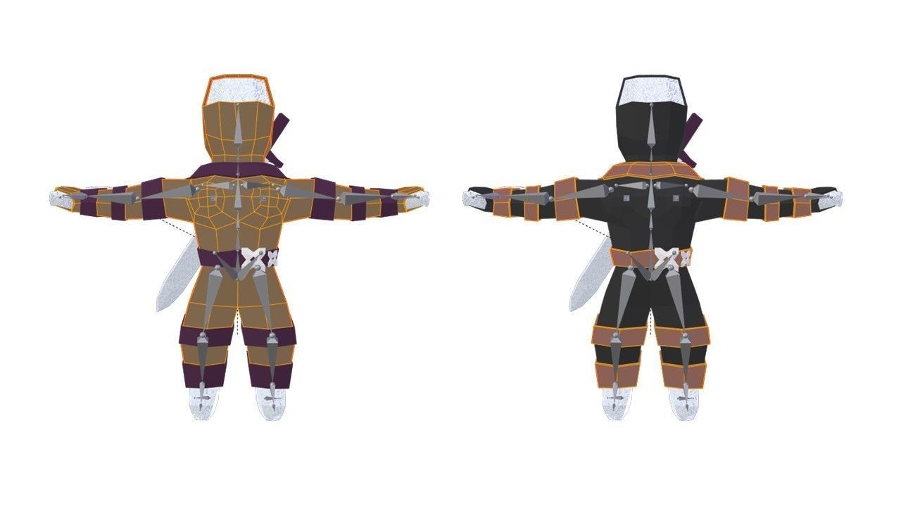 Origami ninja RIGGED  Low-poly 3D model_49