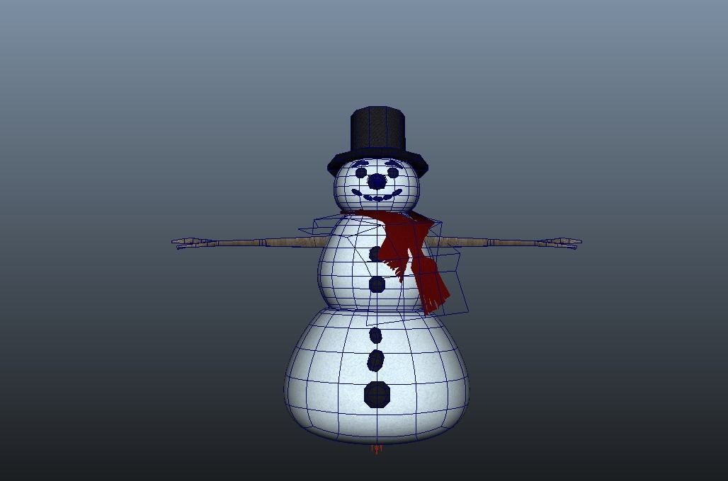 Snow Man Low-poly 3D model_5