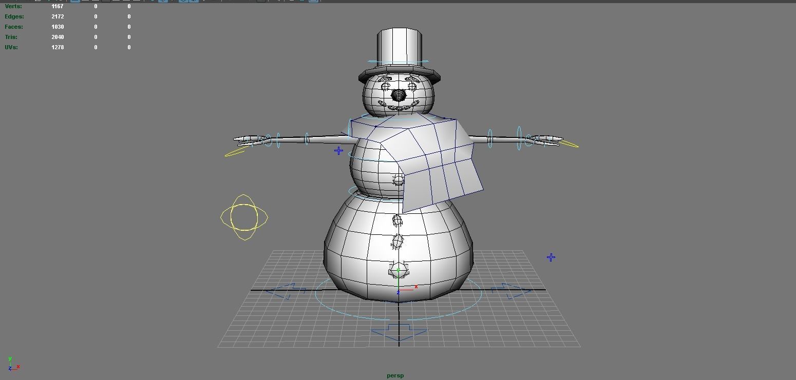 Snow Man Low-poly 3D model_21