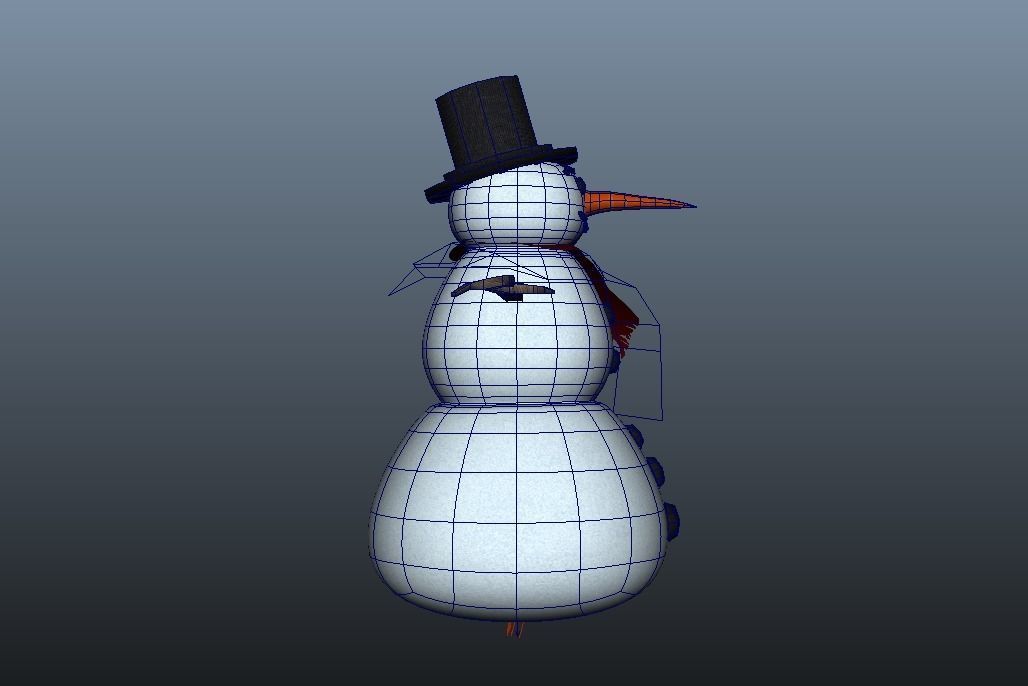 Snow Man Low-poly 3D model_4