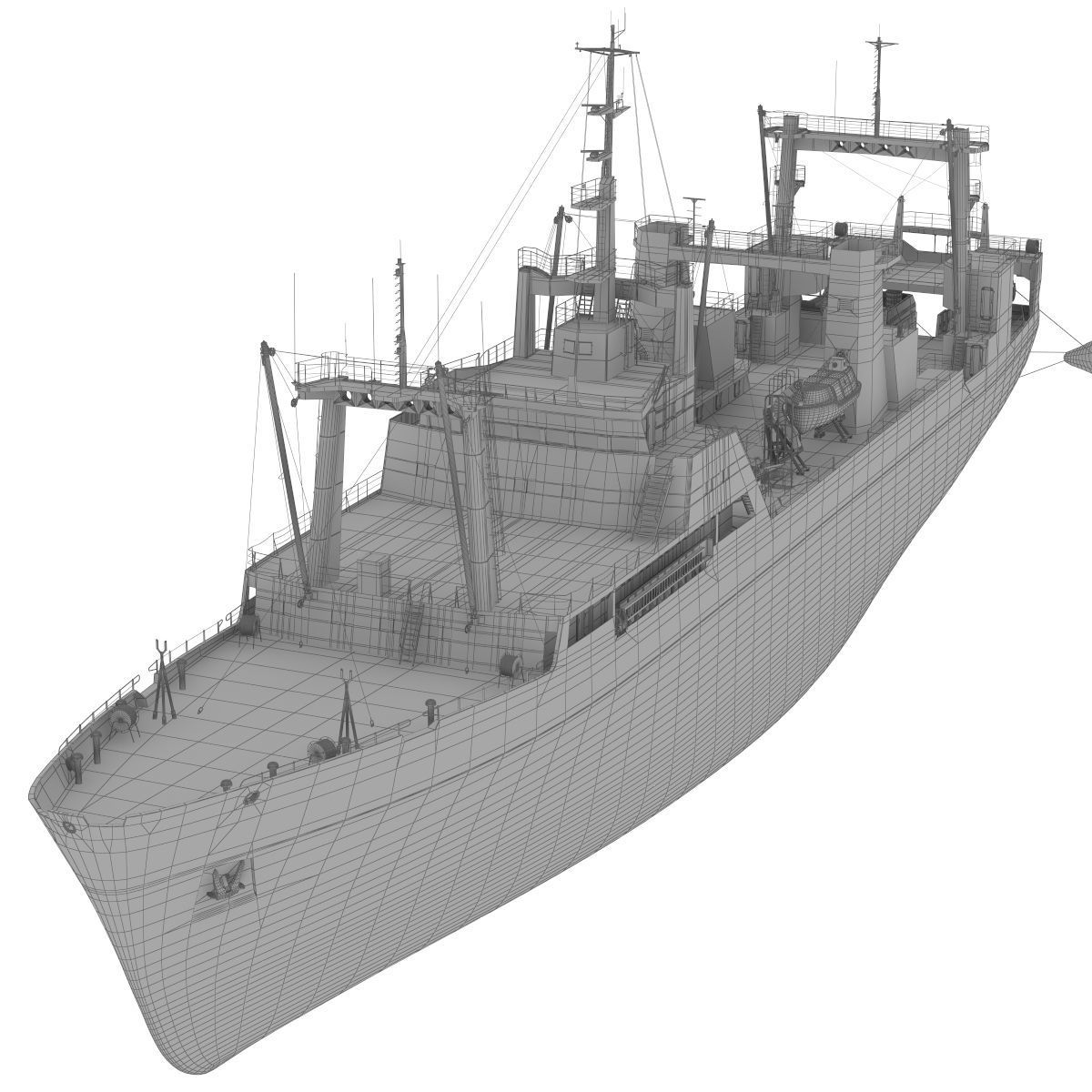 Large fishing freezer trawler 3D model_5