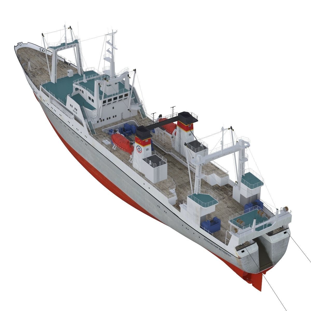 Large fishing freezer trawler 3D model_2