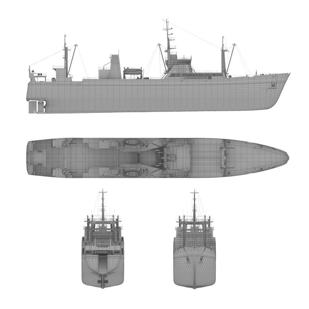 Large fishing freezer trawler 3D model_8