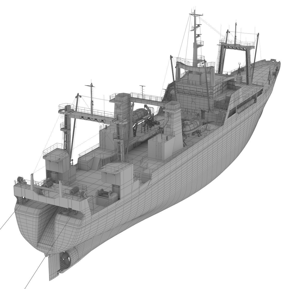 Large fishing freezer trawler 3D model_6