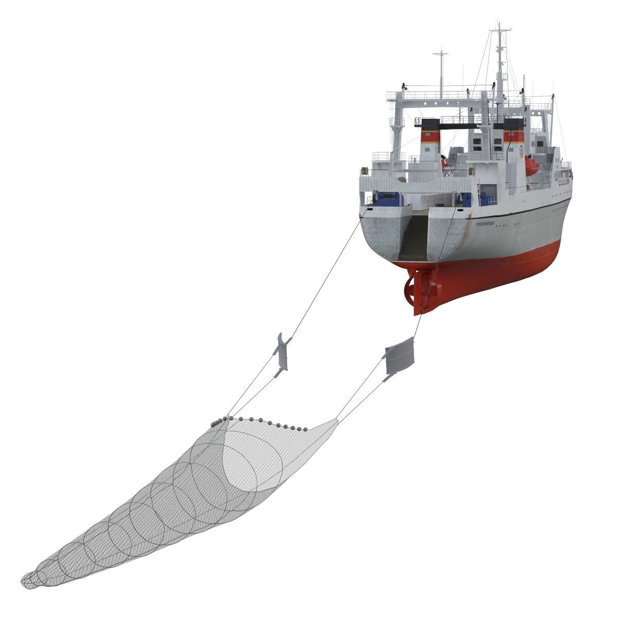 Large fishing freezer trawler 3D model_3