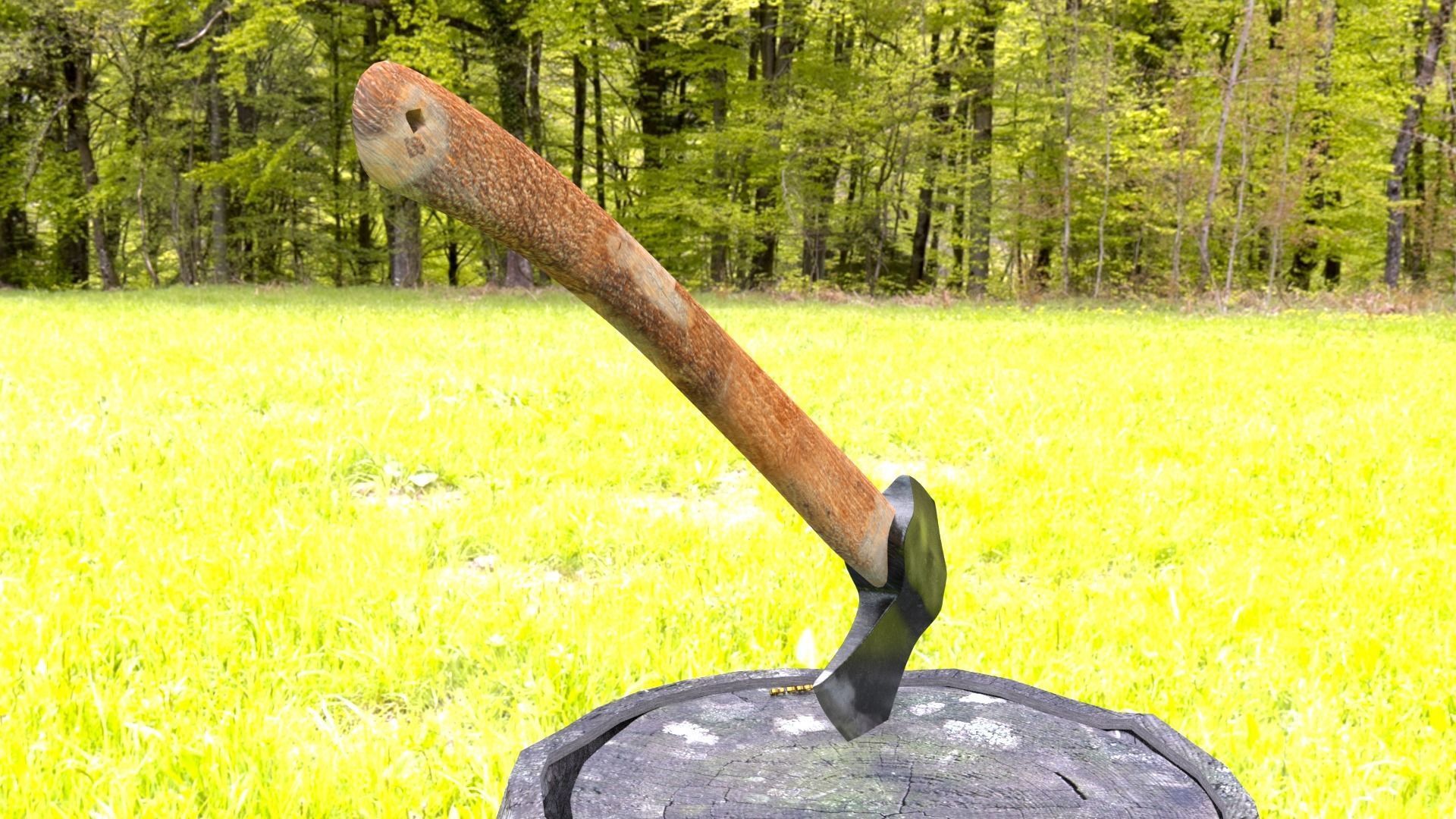 ORTAS AXE NO 1 WOOD AND STEEL SHARP EDGED HANDY AXE 3D model_8