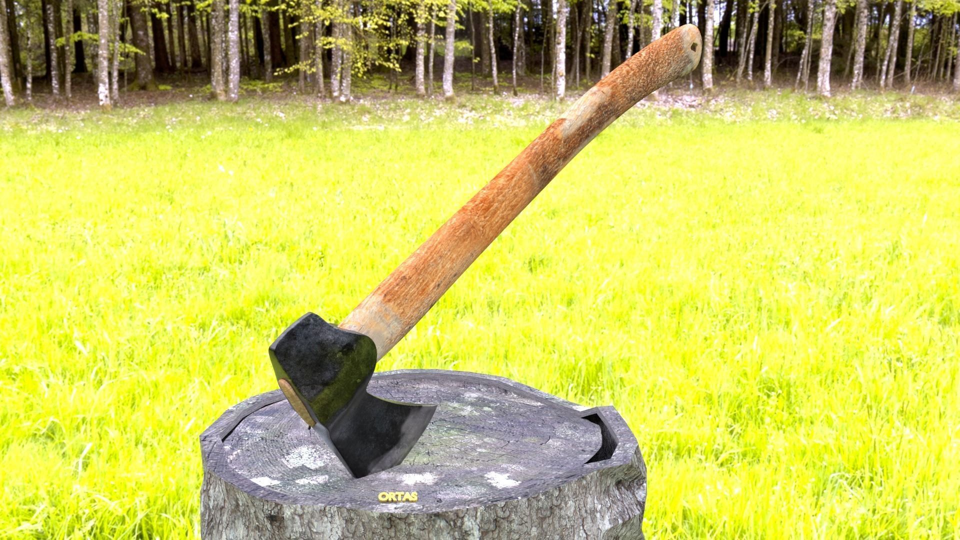 ORTAS AXE NO 1 WOOD AND STEEL SHARP EDGED HANDY AXE 3D model_5