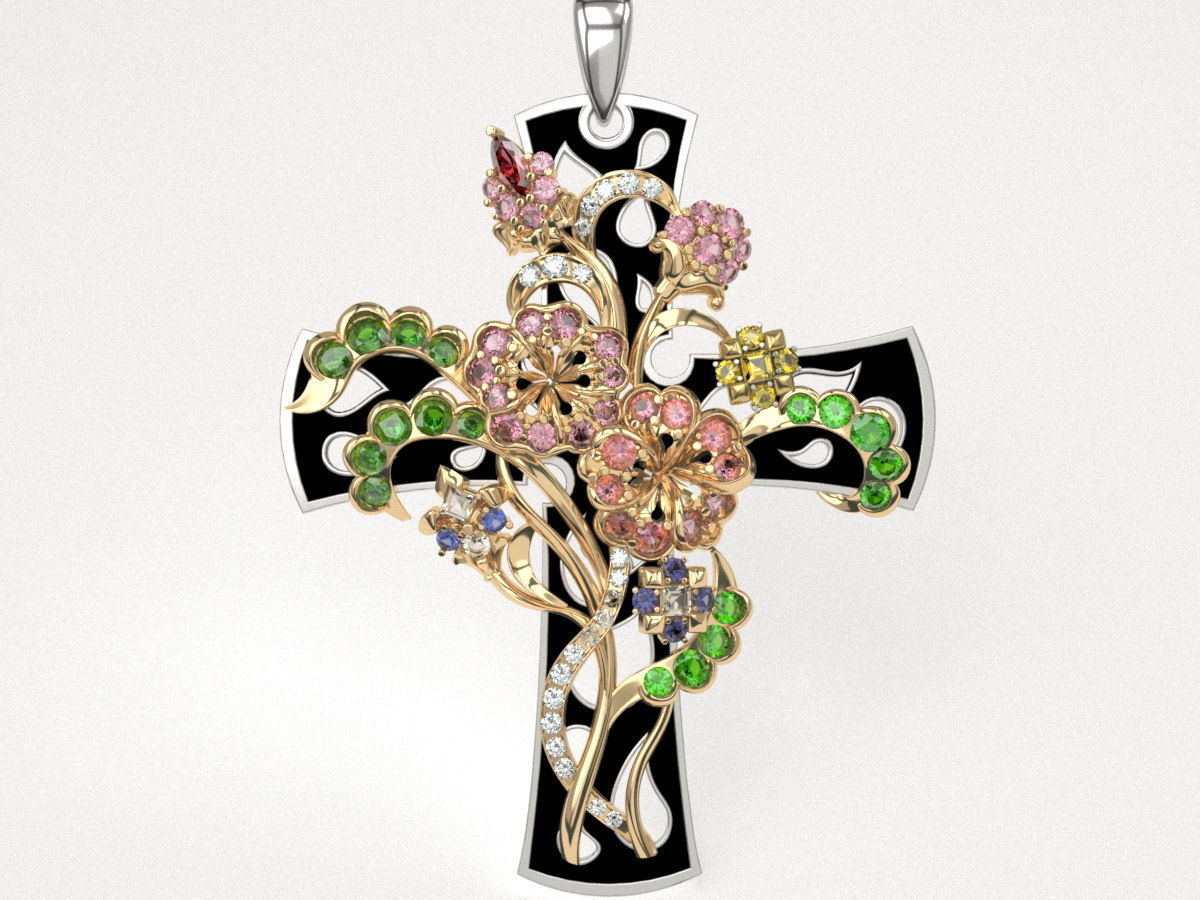 Flower cross - original 3D print model_4