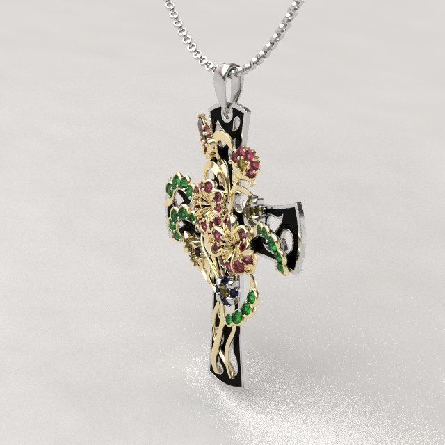 Flower cross - original 3D print model_5