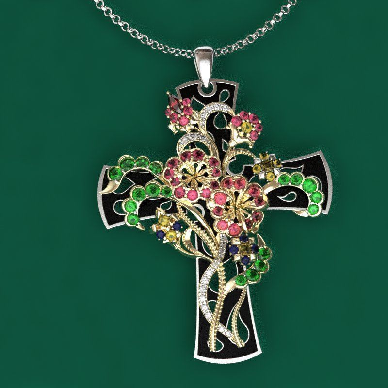 Flower cross - original 3D print model_7