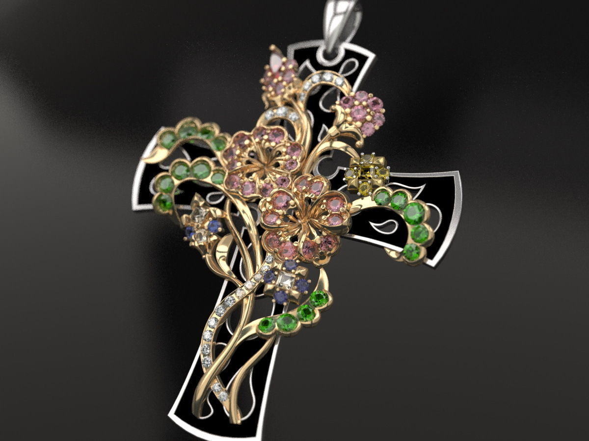 Flower cross - original 3D print model_1