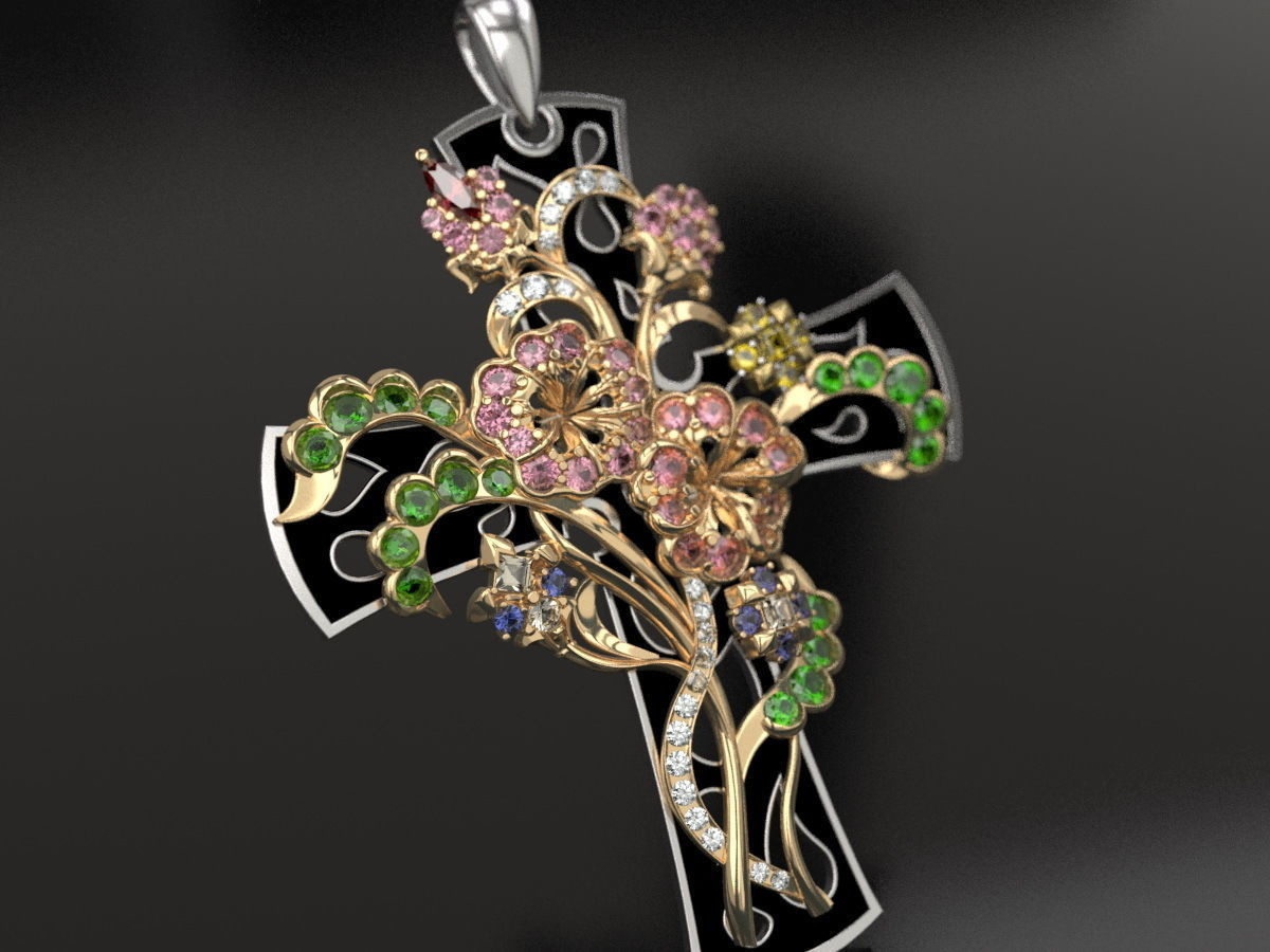 Flower cross - original 3D print model_2