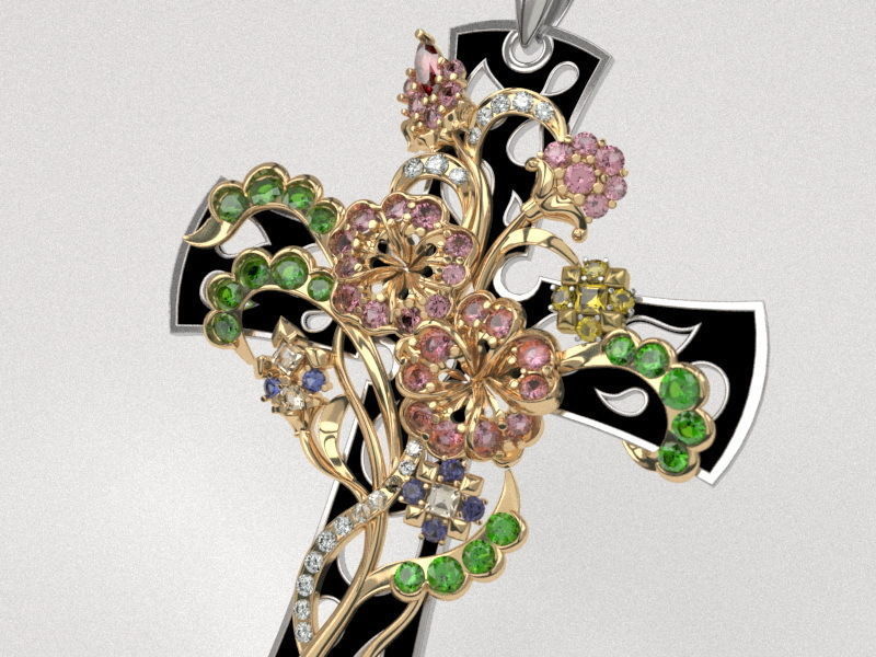 Flower cross - original 3D print model_3