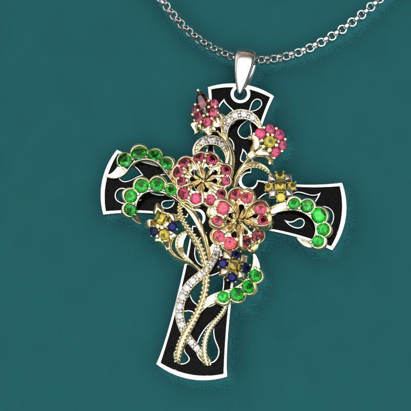 Flower cross - original 3D print model_8