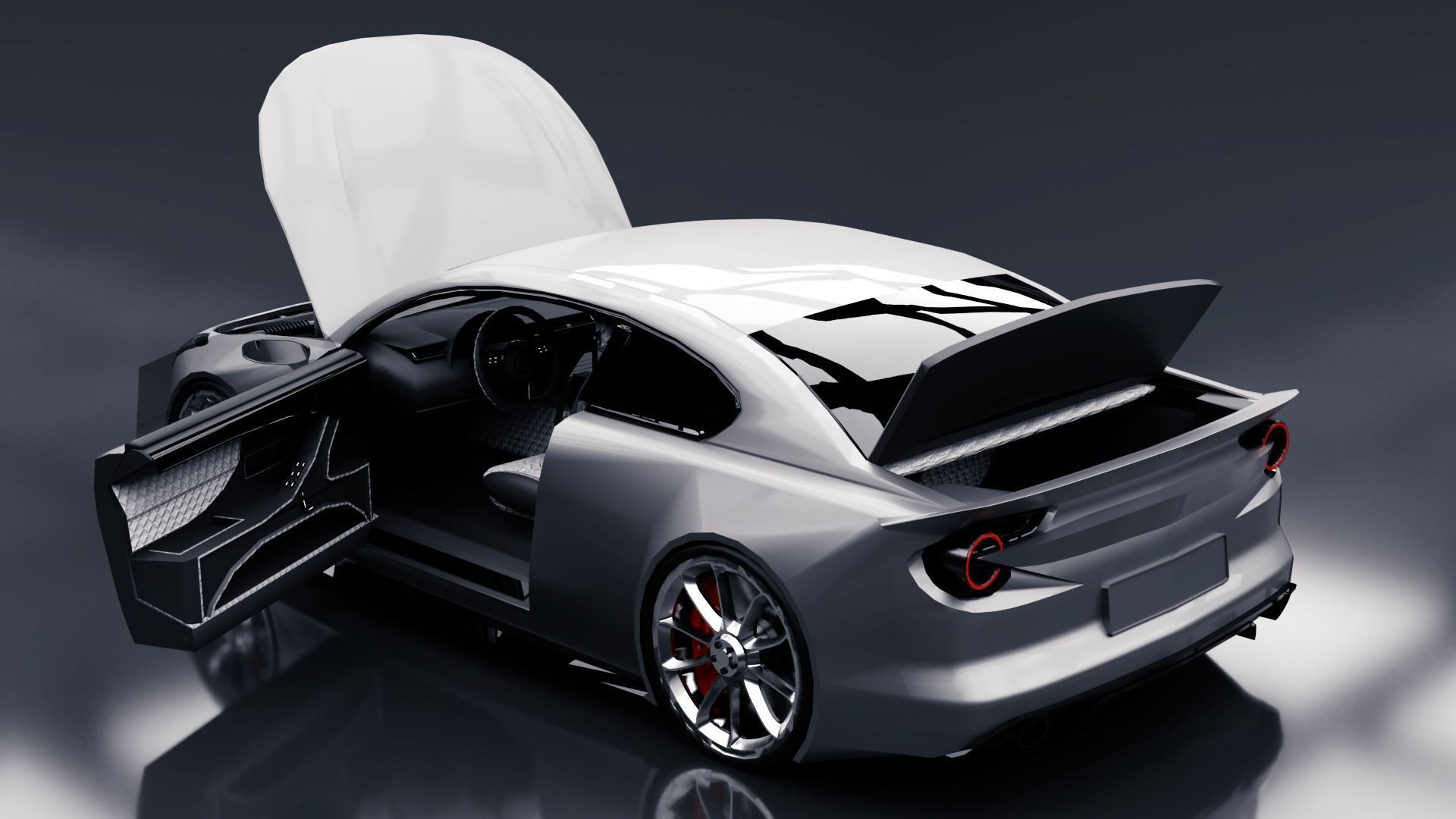 Compact 2 Door Sedan Low-poly 3D model_6