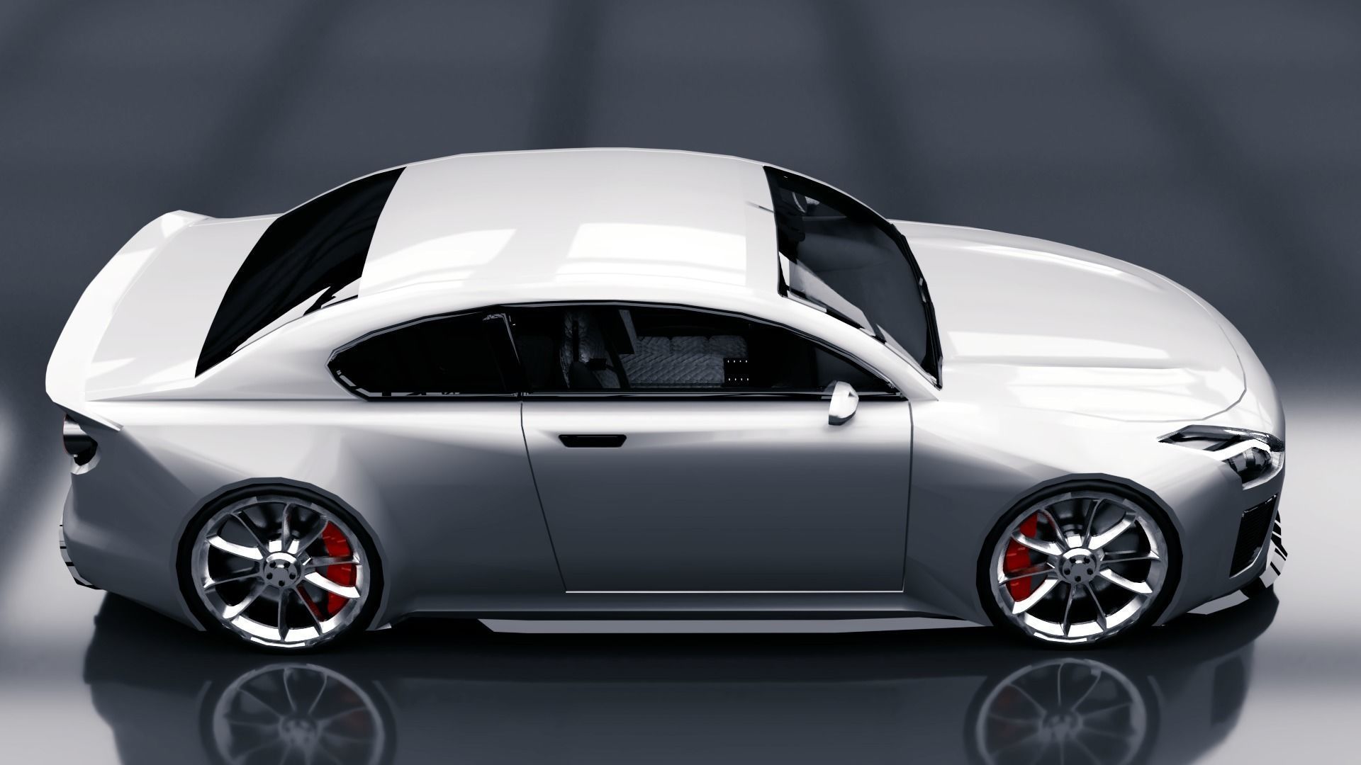 Compact 2 Door Sedan Low-poly 3D model_3