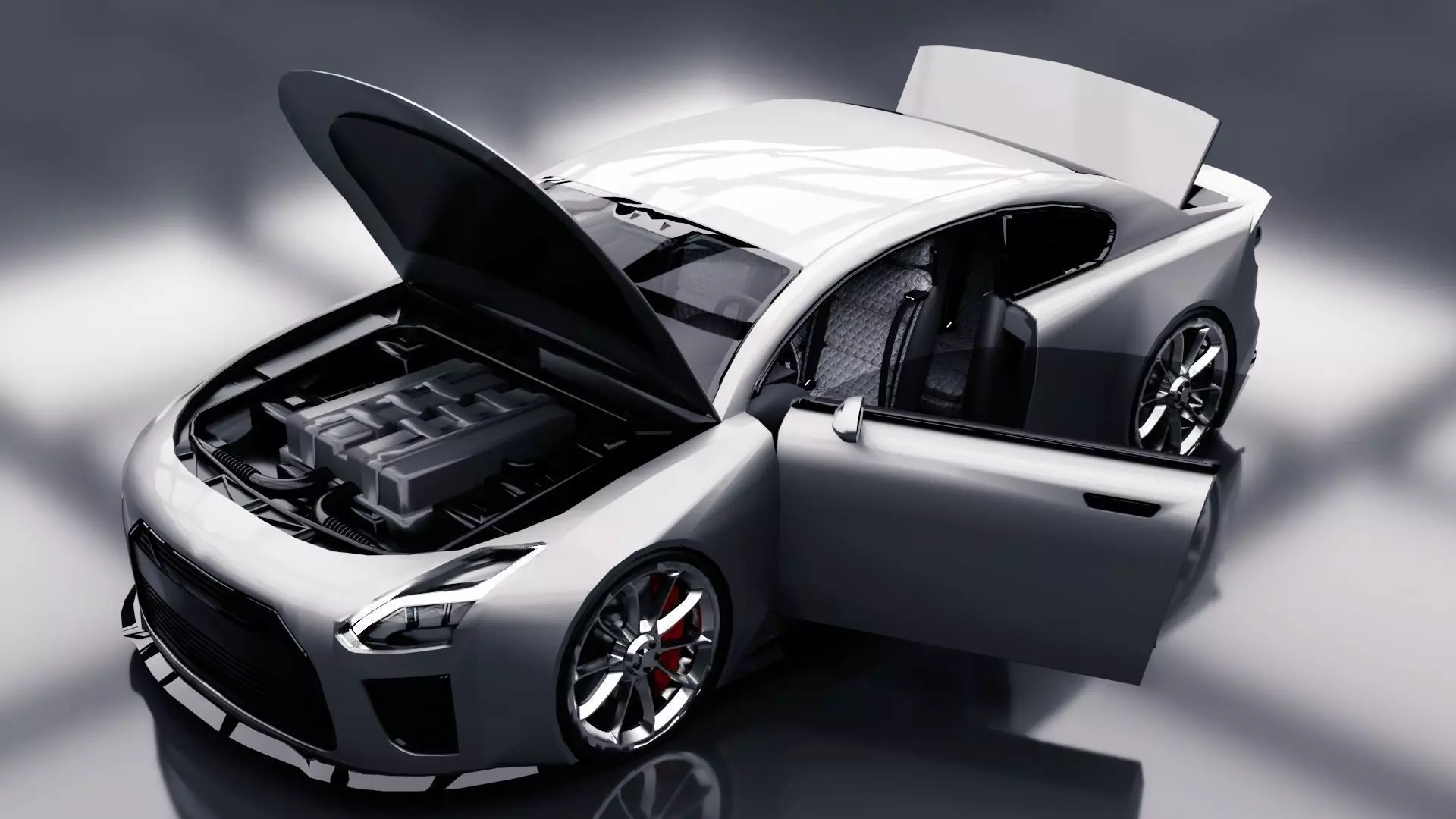 Compact 2 Door Sedan Low-poly 3D model_0