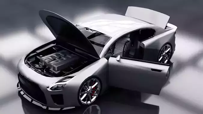 Compact 2 Door Sedan Low-poly 3D model
