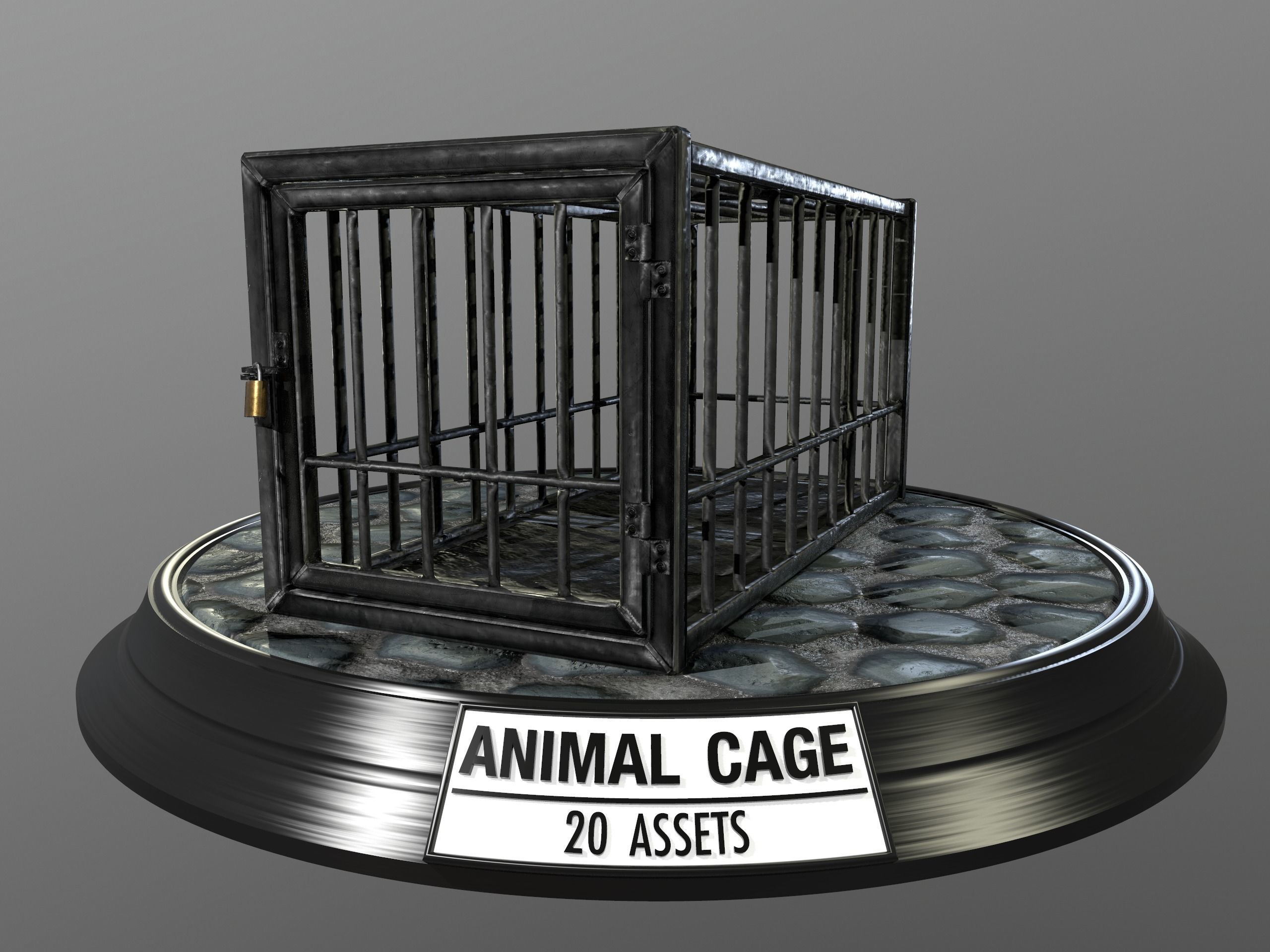 Animal Cage Low-poly 3D model_17