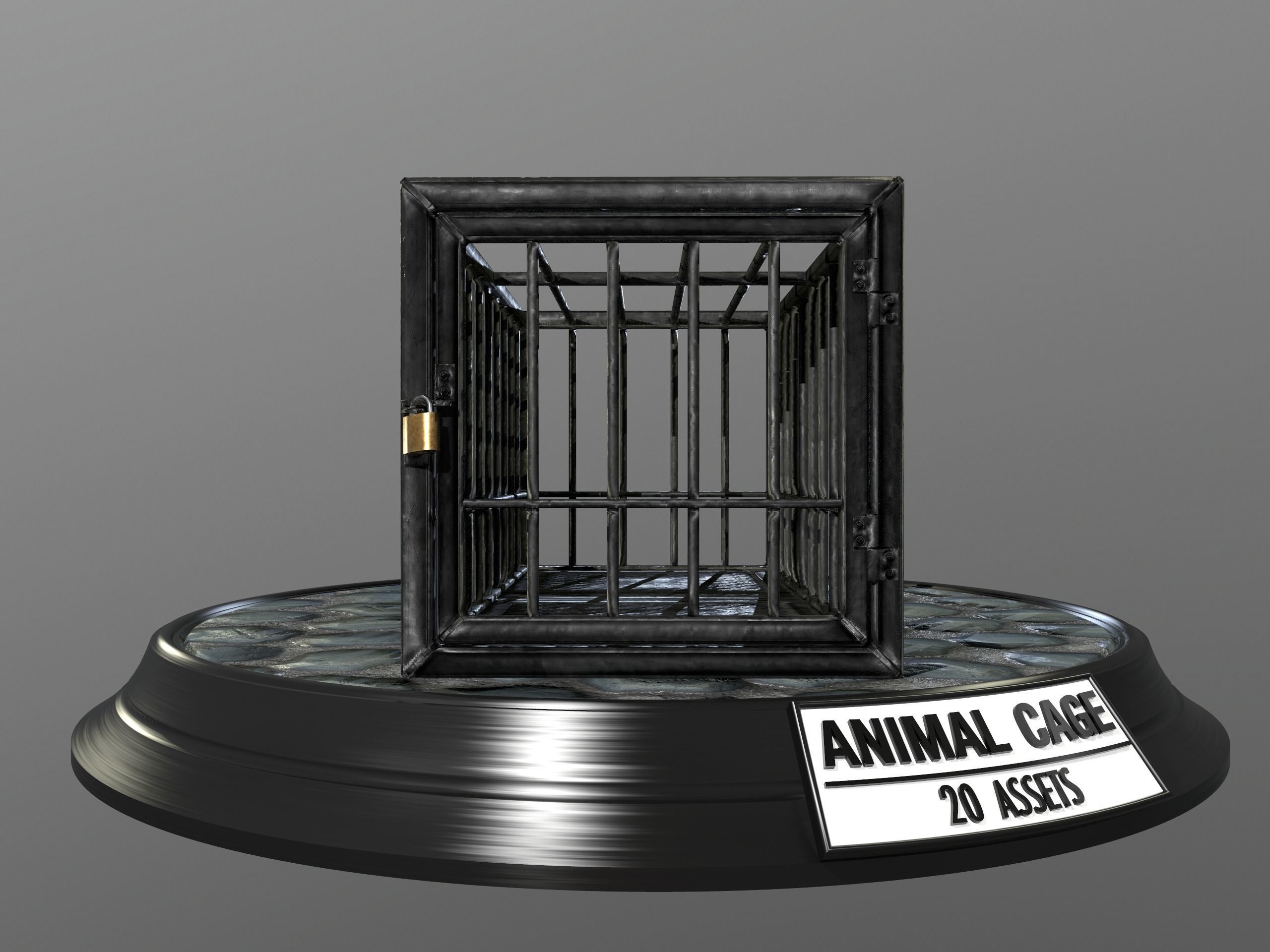Animal Cage Low-poly 3D model_19