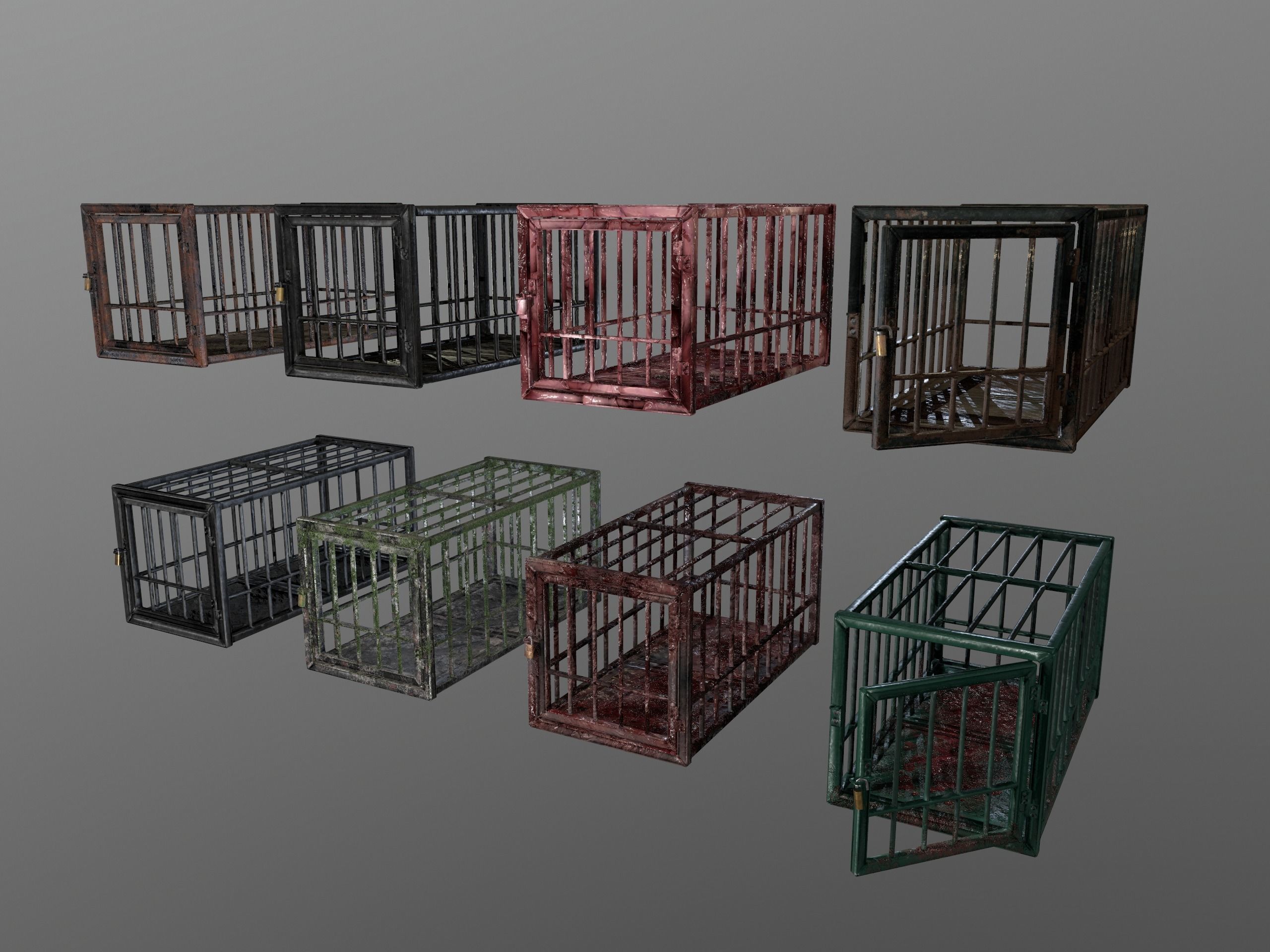 Animal Cage Low-poly 3D model_4