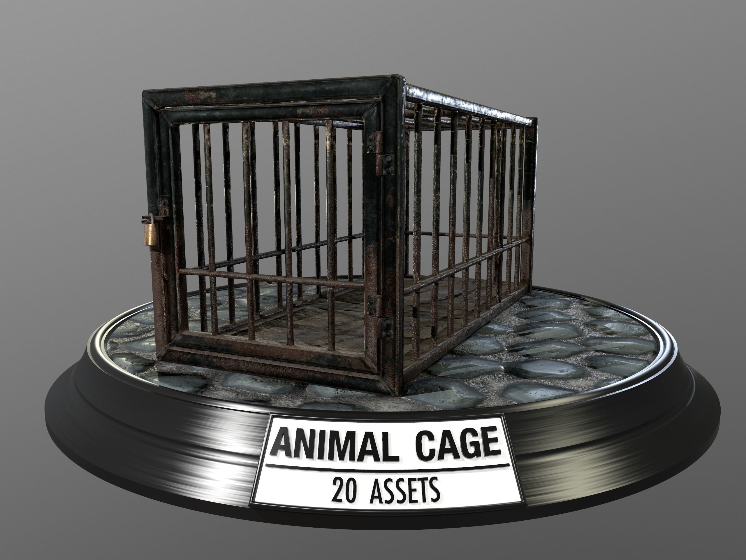 Animal Cage Low-poly 3D model_32
