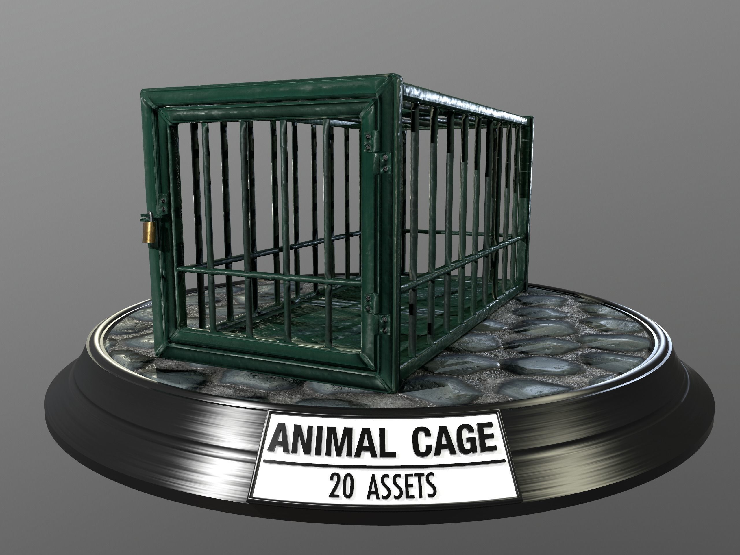 Animal Cage Low-poly 3D model_77