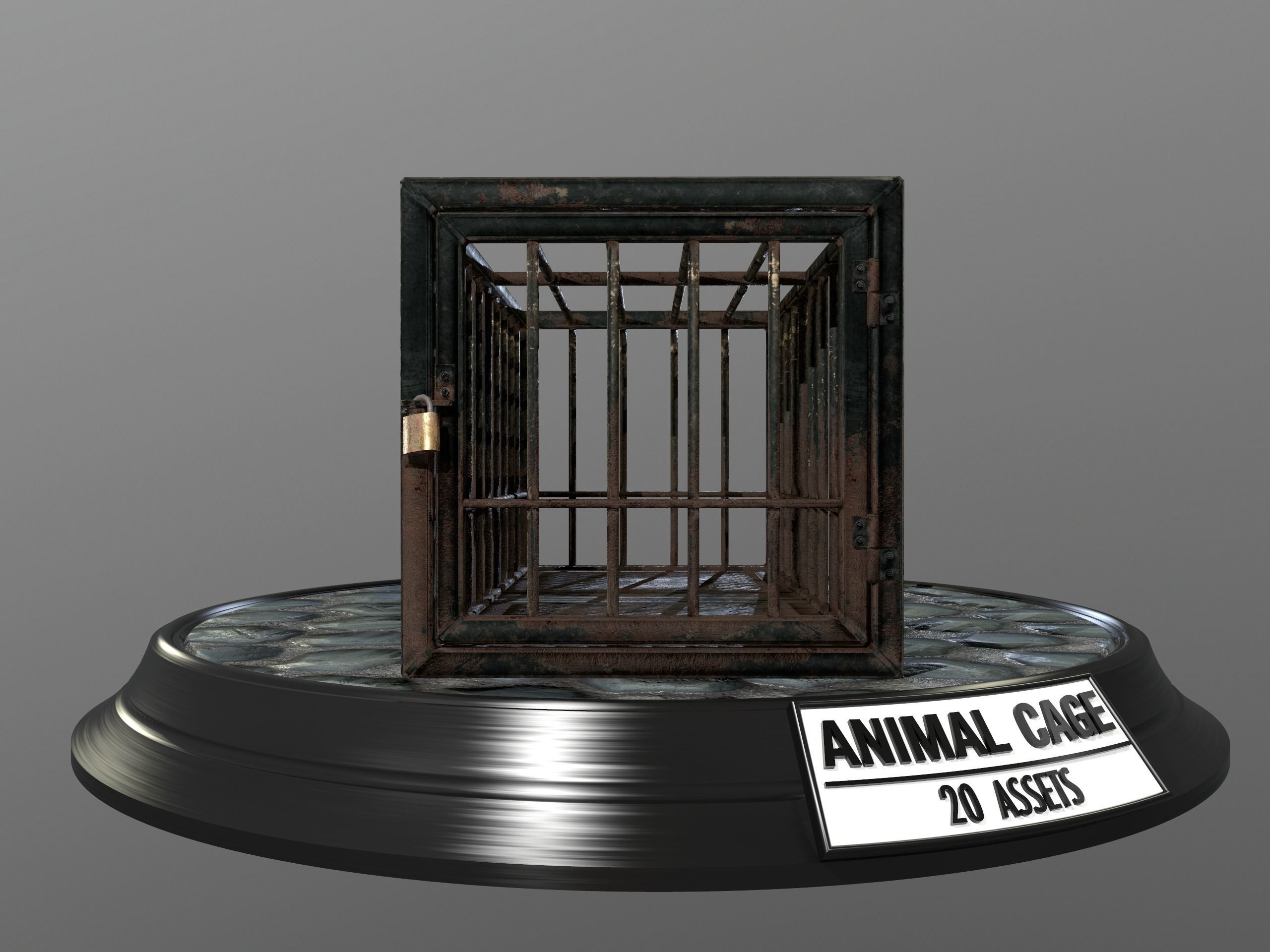 Animal Cage Low-poly 3D model_9