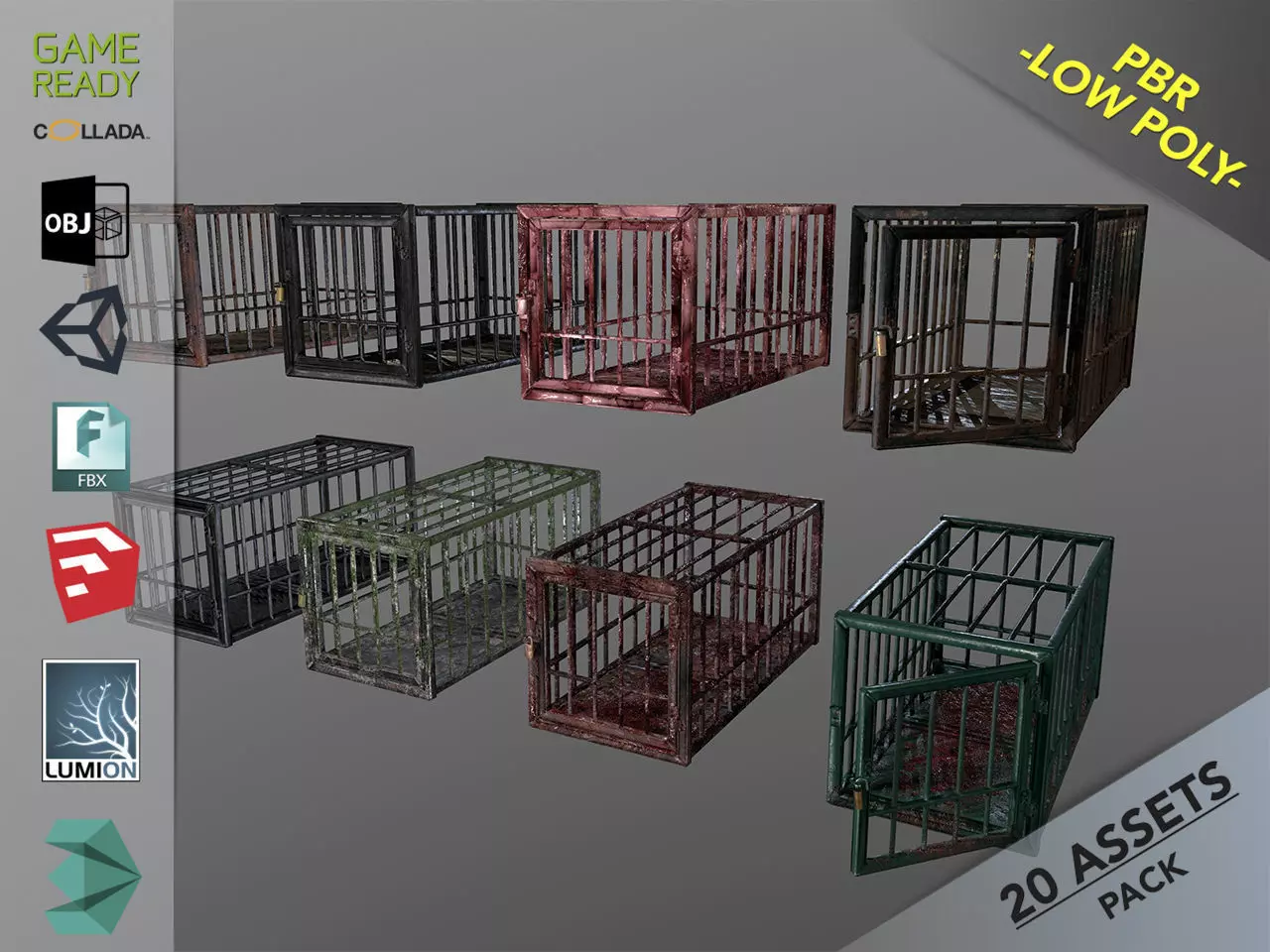 Animal Cage Low-poly 3D model_0