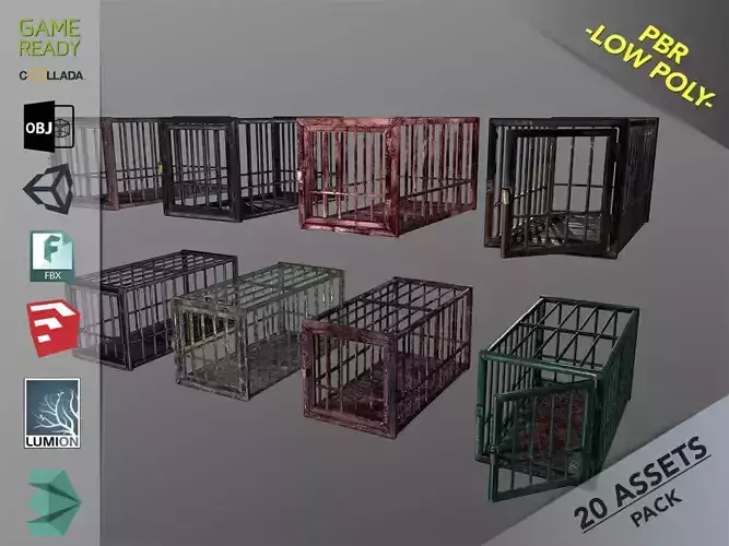 Animal Cage Low-poly 3D model