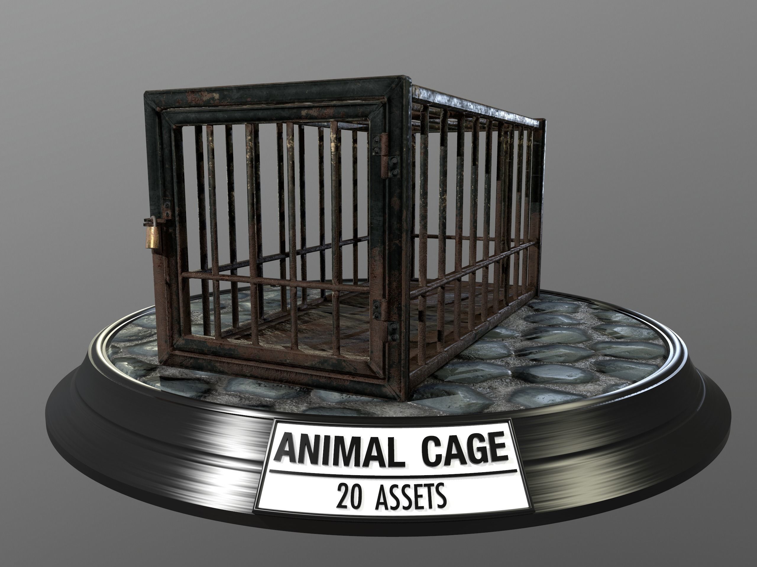 Animal Cage Low-poly 3D model_5