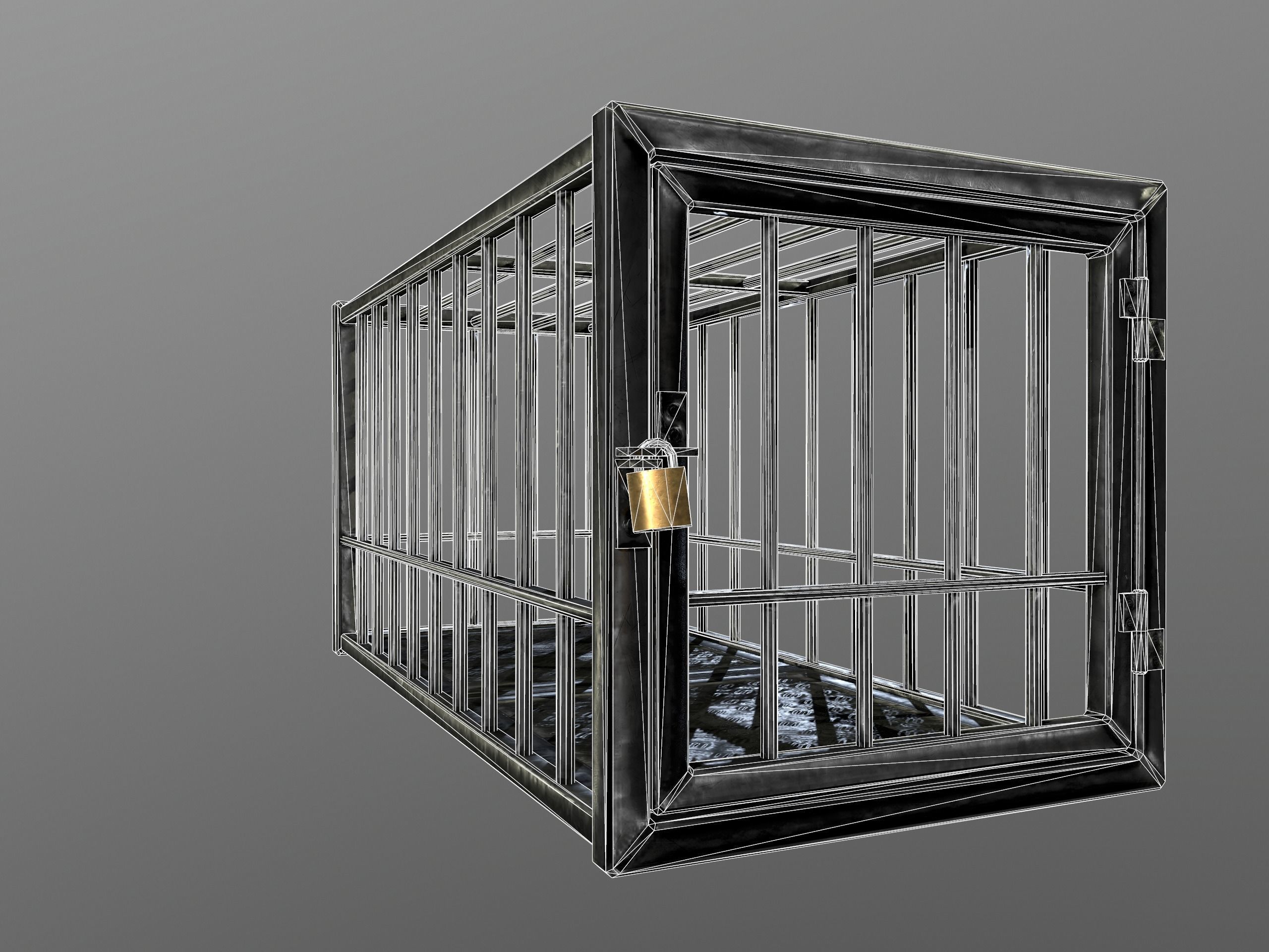 Animal Cage Low-poly 3D model_12