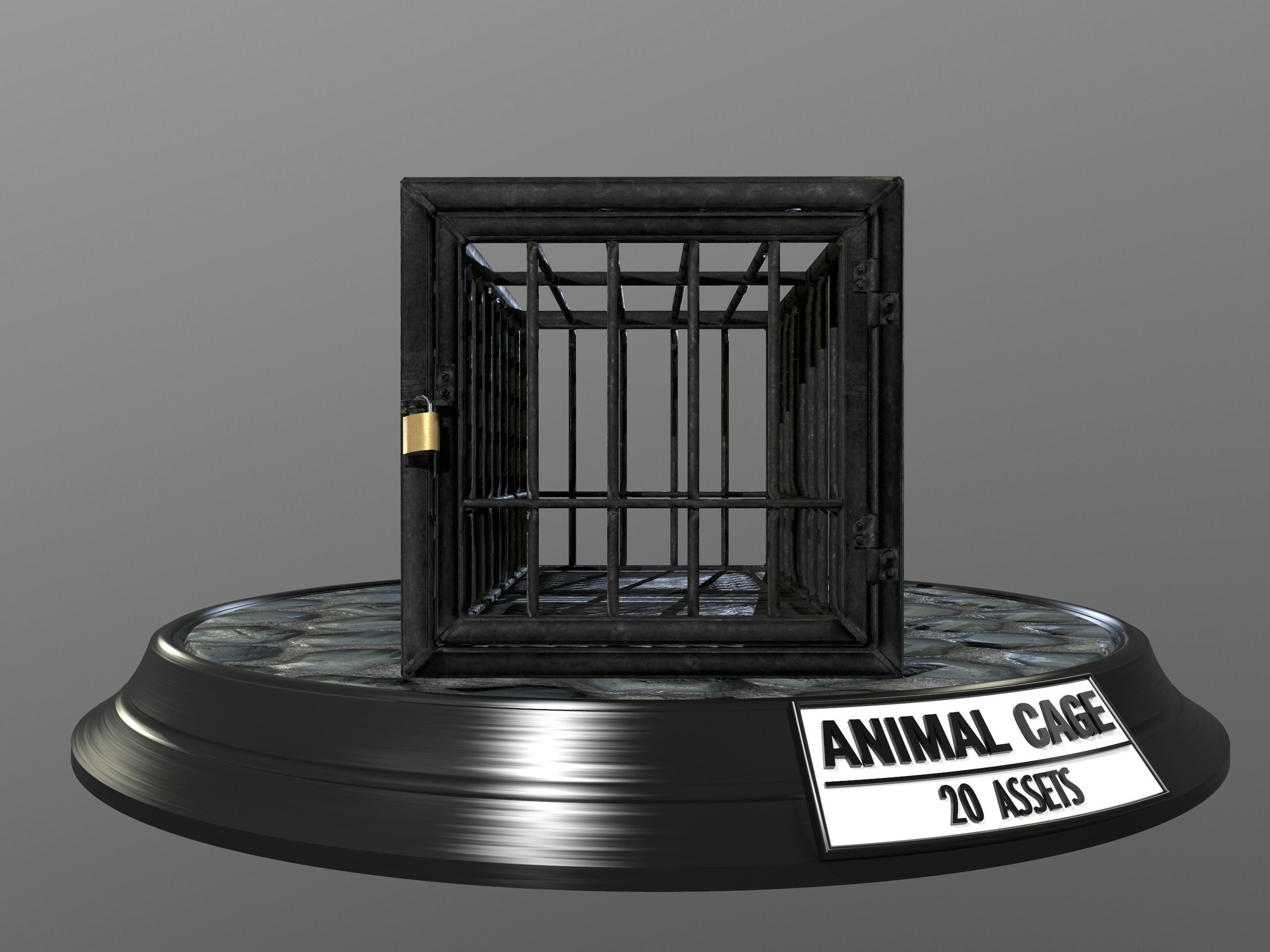 Animal Cage Low-poly 3D model_49